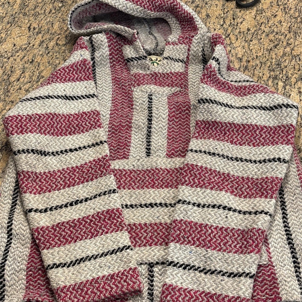 Baja Joe Striped Pinkish-Red and Gray Women's Hoodie